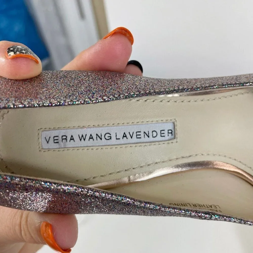 Vera Wang Lavender Womens Selima Glitter Platform Pump 5.5 M Peep Toe Cocktail‎